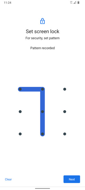 Draw an unlock pattern and select Next