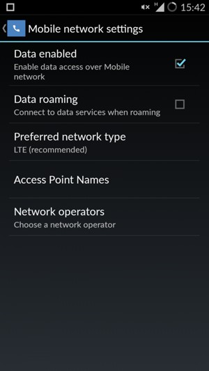 Select Preferred network type