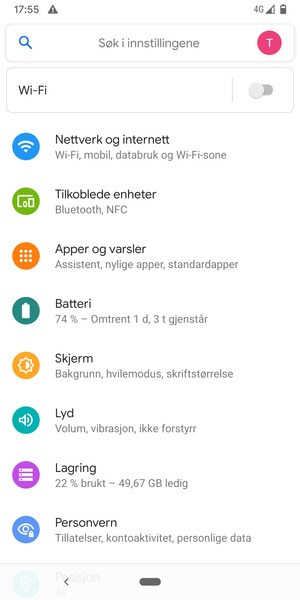 Velg Nettverk og internett