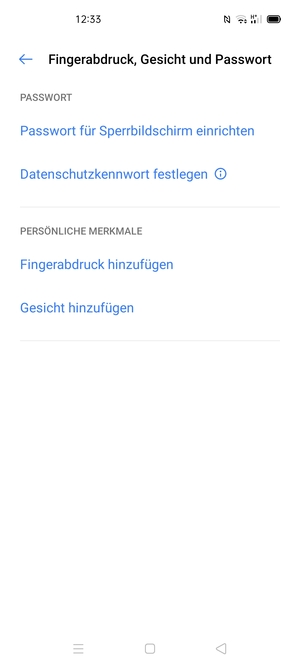 Wählen Sie Passwort für Sperrbildschirm einrichten