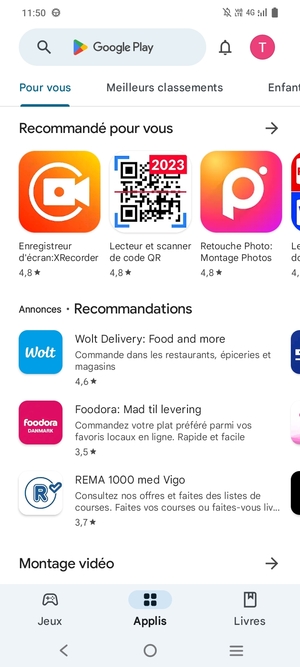Sélectionnez la barre de Recherche