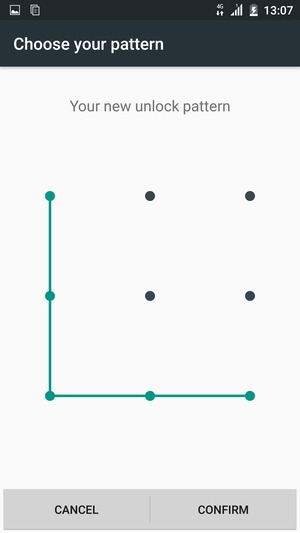 Draw the unlock pattern again and select CONFIRM