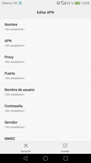 Introduzca la información de Internet
