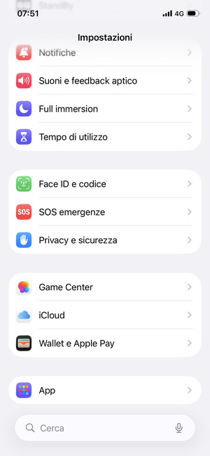 Scorri  e seleziona Face ID e codice