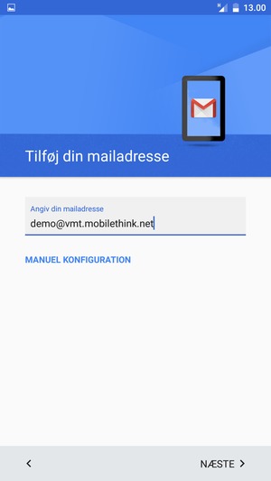 Indtast din e-mailadresse og vælg NÆSTE