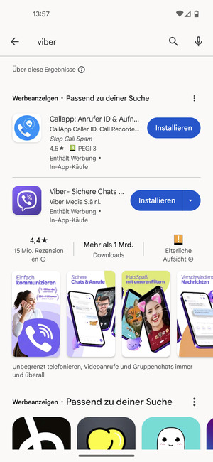 Wählen Sie die App