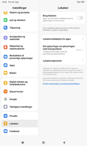 Slå Brug lokation fra
