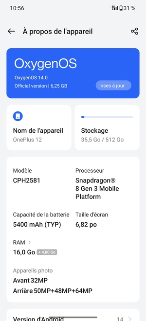 Sélectionnez OxygenOS