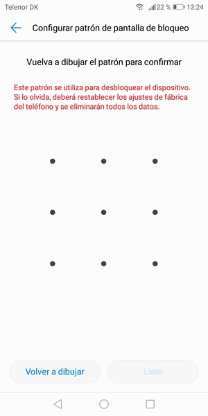 Dibuje de nuevo el patrón de desbloqueo