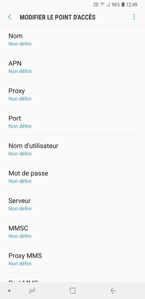 Saisissez les informations Internet