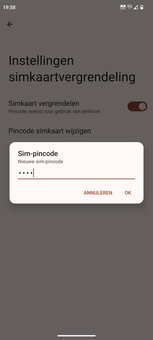 Voer uw Nieuwe sim-pincode in en selecteer OK