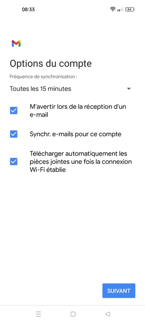 Sélectionnez SUIVANT