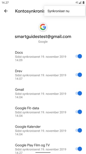 Vælg Synkroniser nu