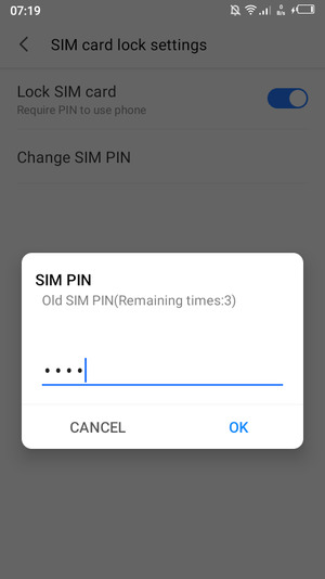 Enter your Old SIM PIN and select OK