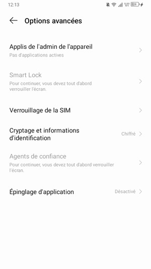 Sélectionnez Verrouillage de la SIM