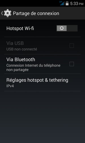 Sélectionnez Hotspot Wi-fi