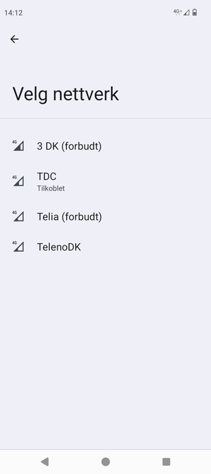Velg en nettverksoperatør fra listen