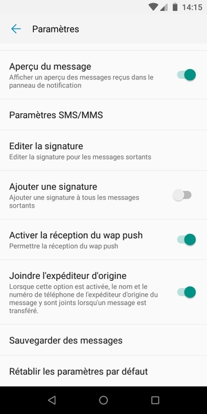Faites défiler et sélectionnez Paramètres SMS/MMS