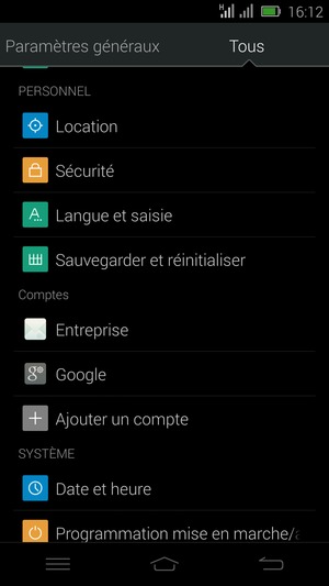 Faites défiler et sélectionnez Sécurité