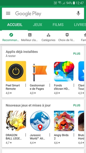 Sélectionnez la barre de Recherche