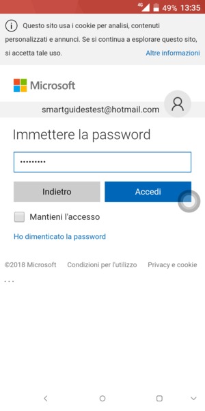 Inserisci la tua password e seleziona Accedi