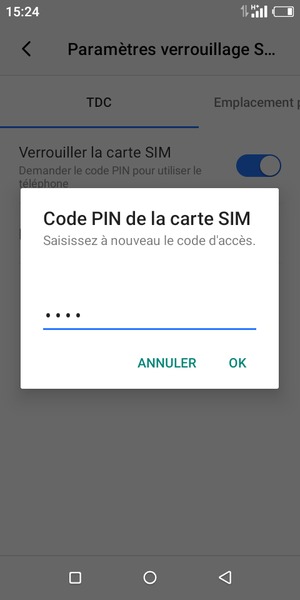 Veuillez confirmer votre nouveau PIN de la carte SIM et sélectionner OK