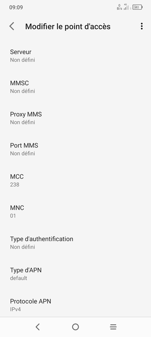 Faites défiler vers le bas et saisissez les informations MMS