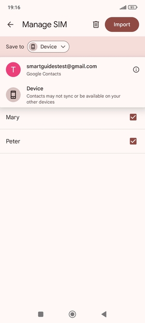 Select your Google account