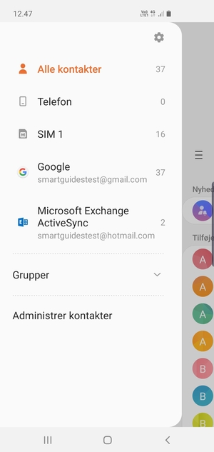 Vælg Administrer kontakter