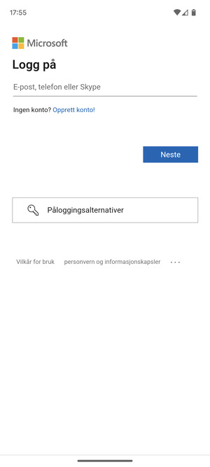 Skriv inn e-postadresse og velg Neste