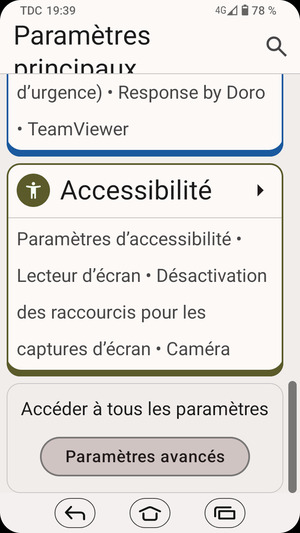 Faites défiler et sélectionnez Paramètres avancés