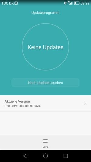 Falls Ihr Handy aktualisiert ist, wird Ihnen der folgende Bildschirm angezeigt.