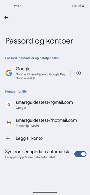 Velg din Google-konto