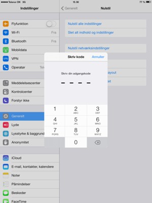 Indtast din Kode til begrænsninger, hvis denne er aktiveret på din iPad