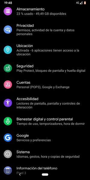 Desplácese y seleccione Ubicación