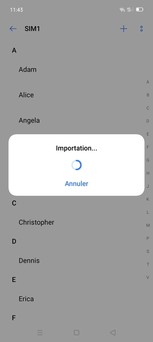 Vos contacts vont être enregistrés sur votre compte Google et dans votre téléphone lors de la prochaine synchronisation de Google.