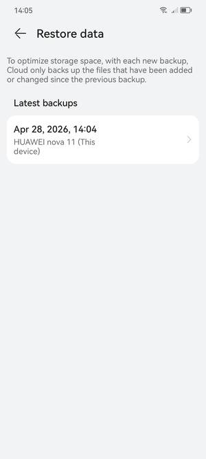 Select the latest backup from the list