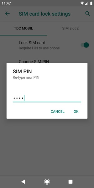 Confirm your new SIM PIN and select OK
