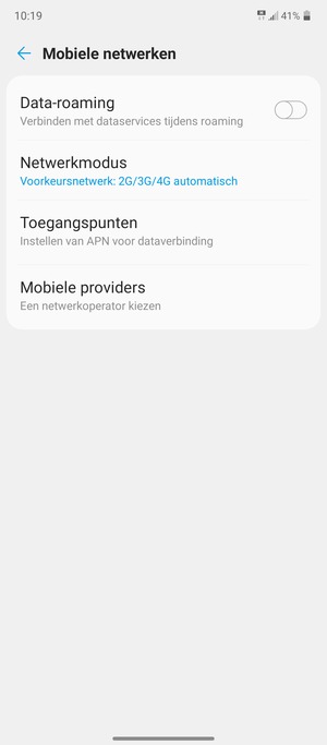 Om van netwerk te wisselen in geval van netwerk problemen, selecteer Mobiele providers