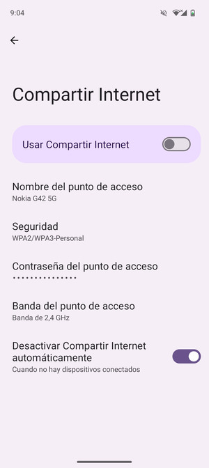 Seleccione Contraseña del punto de acceso