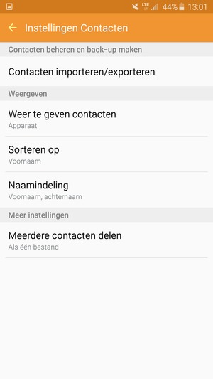 Selecteer Contacten importeren/exporten