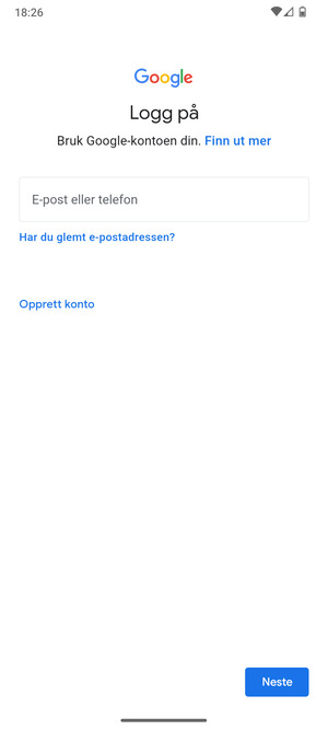 Skriv inn din Gmail-adresse og velg Neste