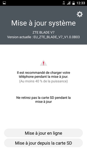 Sélectionnez Mise à jour en ligne