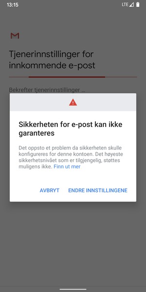Velg ENDRE INNSTILLINGENE