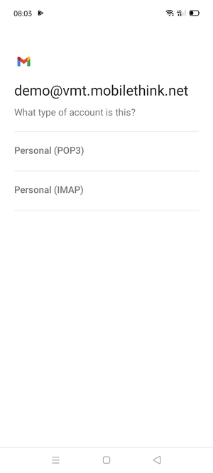 Select Personal (POP3) or Personal (IMAP)