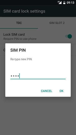 Confirm your new SIM PIN and select OK