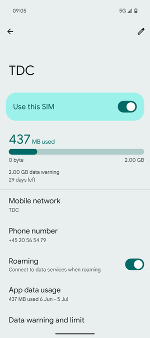 Turn Roaming on or off