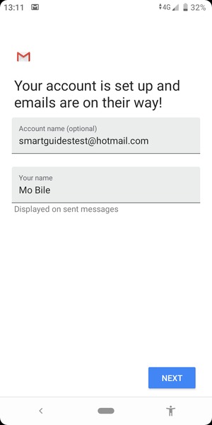 Give your account a name and enter your name. Select NEXT