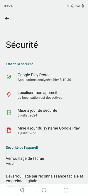 Sélectionnez Verrouillage de l'écran