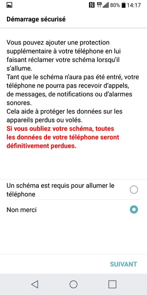Sélectionnez votre option préférée et sélectionnez SUIVANT